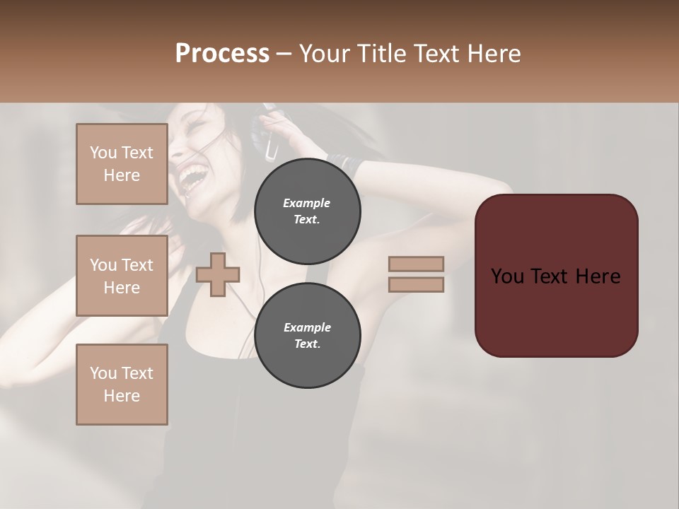 A Woman Is Listening To Music With Headphones PowerPoint Template