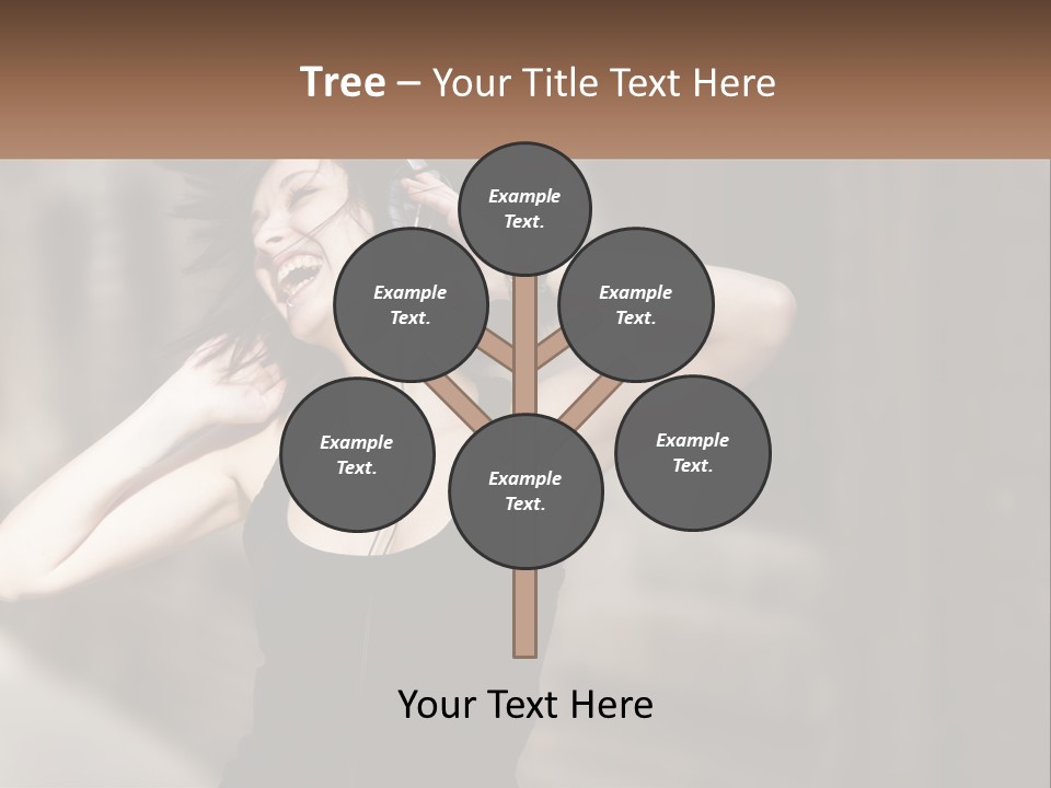 A Woman Is Listening To Music With Headphones PowerPoint Template