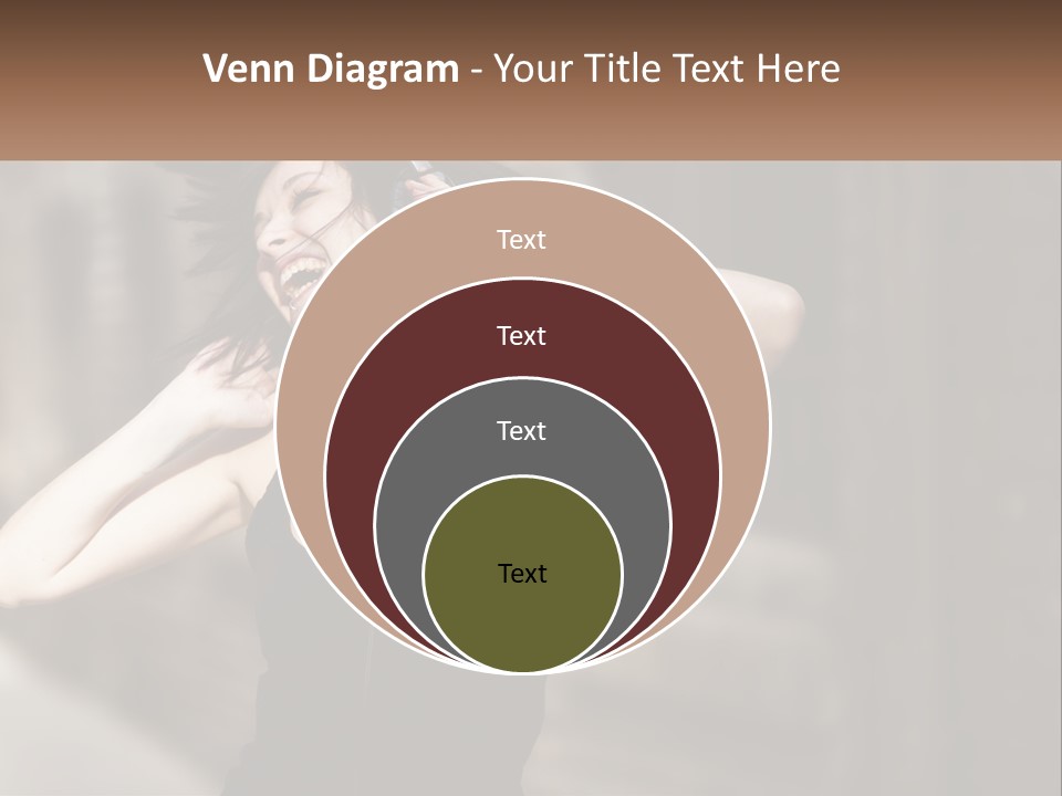 A Woman Is Listening To Music With Headphones PowerPoint Template