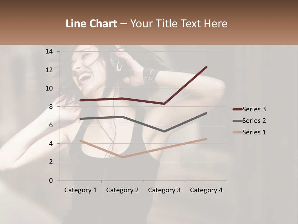 A Woman Is Listening To Music With Headphones PowerPoint Template