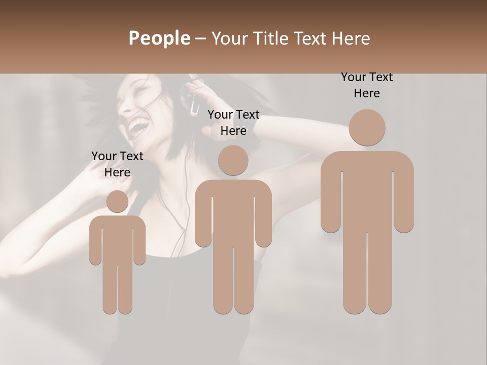 A Woman Is Listening To Music With Headphones PowerPoint Template