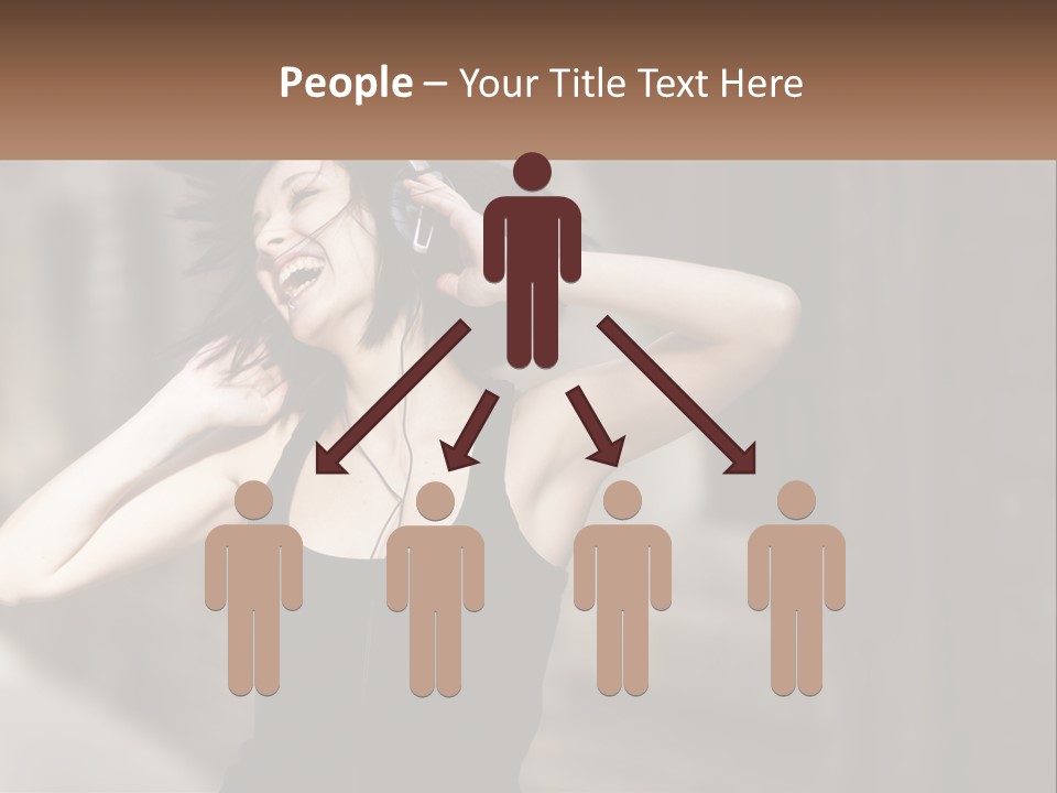 A Woman Is Listening To Music With Headphones PowerPoint Template