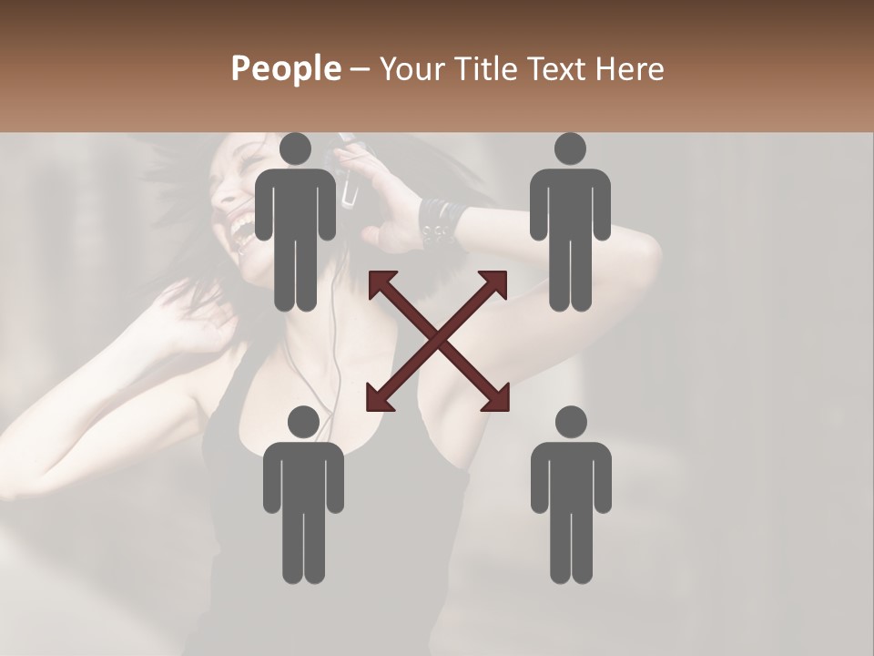 A Woman Is Listening To Music With Headphones PowerPoint Template