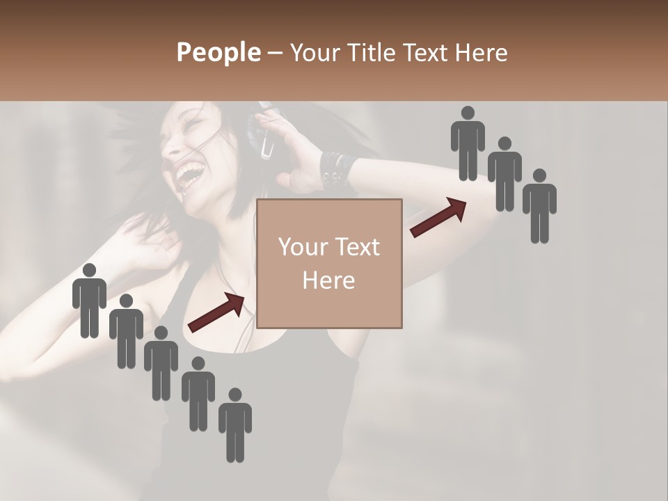 A Woman Is Listening To Music With Headphones PowerPoint Template