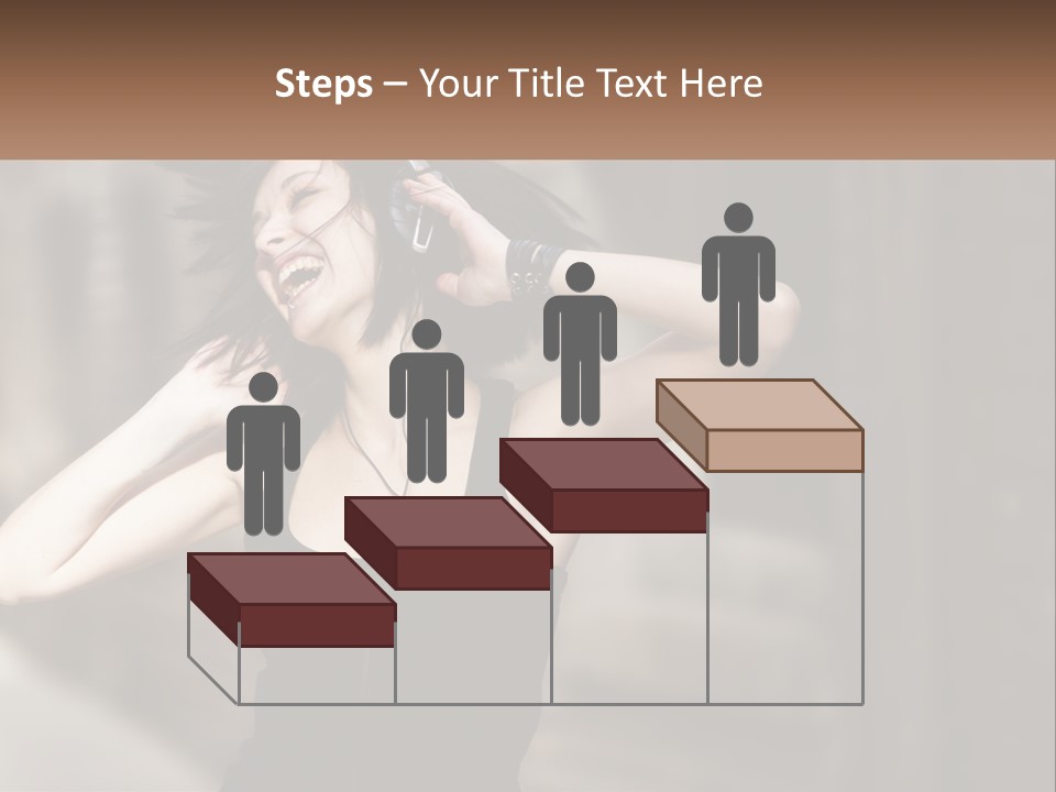 A Woman Is Listening To Music With Headphones PowerPoint Template