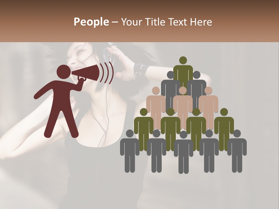 A Woman Is Listening To Music With Headphones PowerPoint Template