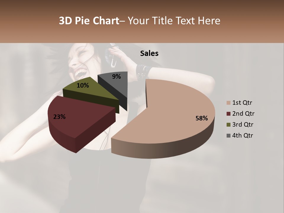 A Woman Is Listening To Music With Headphones PowerPoint Template