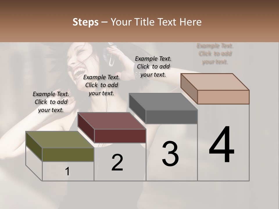 A Woman Is Listening To Music With Headphones PowerPoint Template