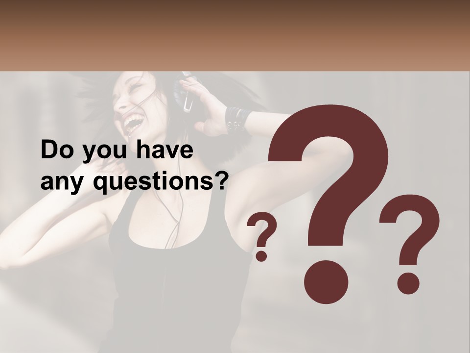 A Woman Is Listening To Music With Headphones PowerPoint Template