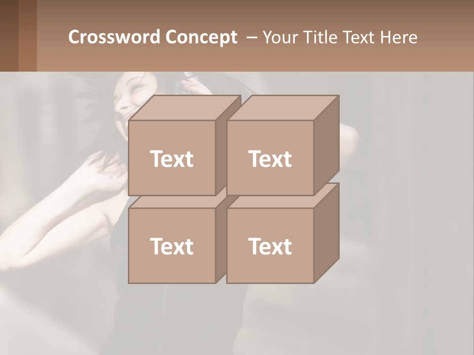 A Woman Is Listening To Music With Headphones PowerPoint Template