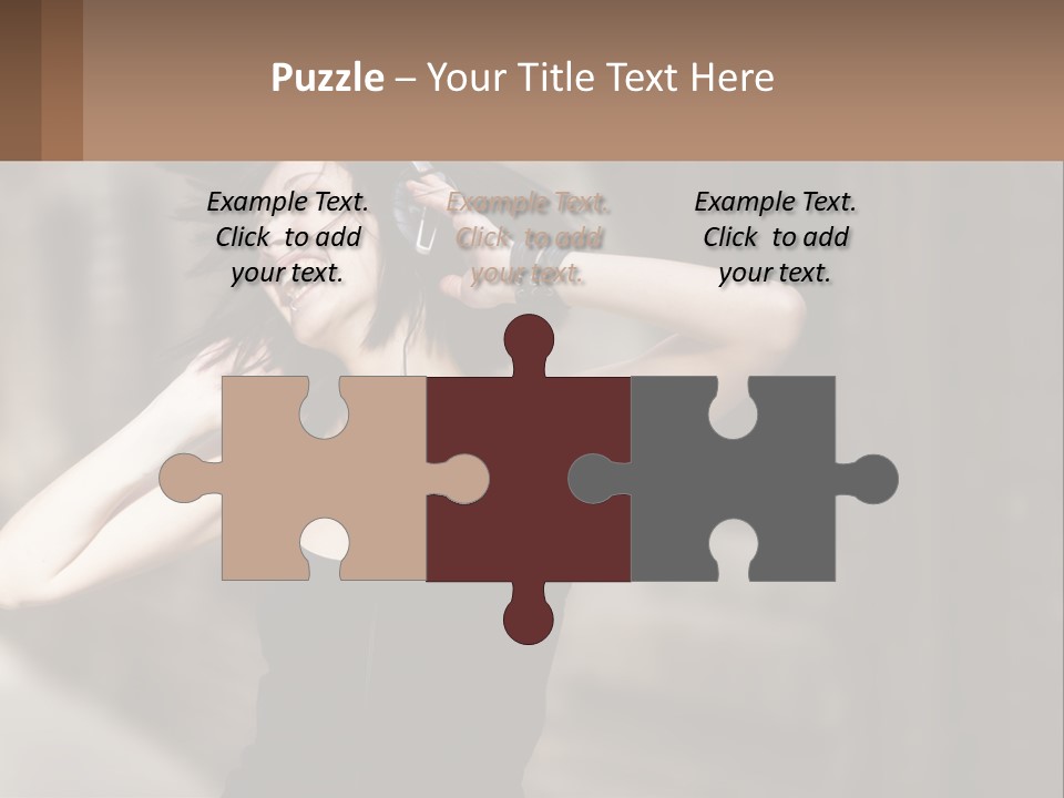 A Woman Is Listening To Music With Headphones PowerPoint Template