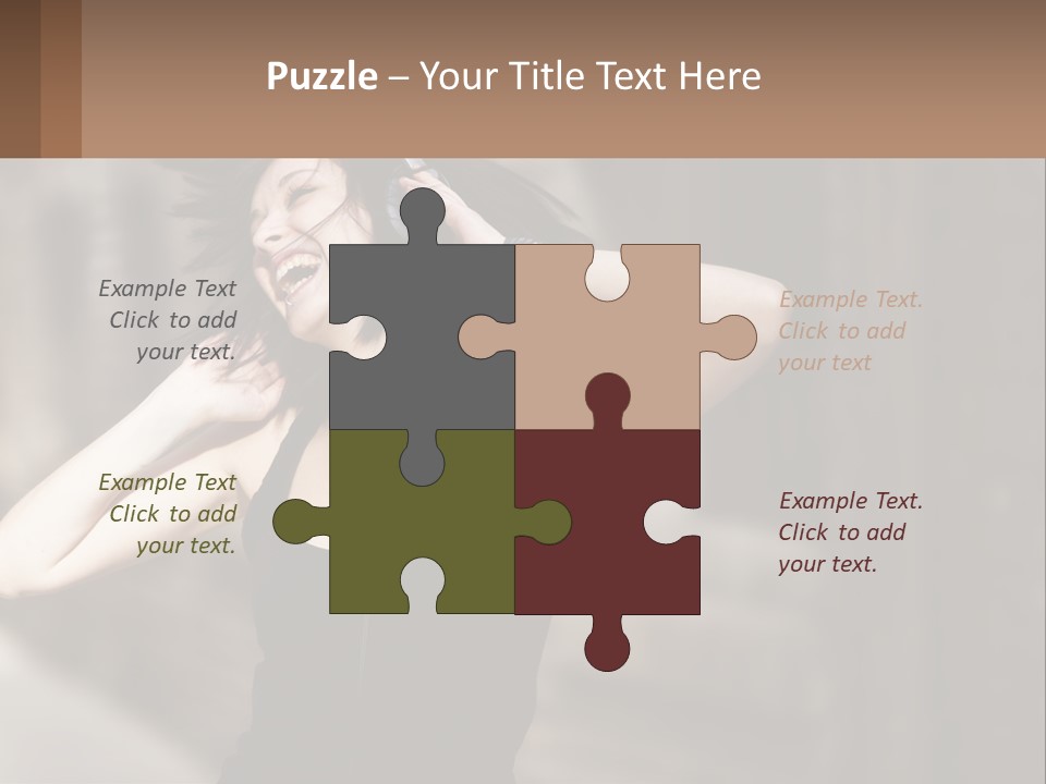 A Woman Is Listening To Music With Headphones PowerPoint Template