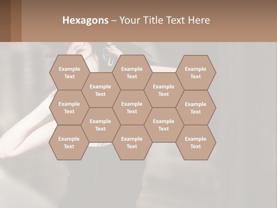 A Woman Is Listening To Music With Headphones PowerPoint Template