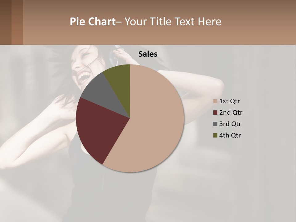 A Woman Is Listening To Music With Headphones PowerPoint Template