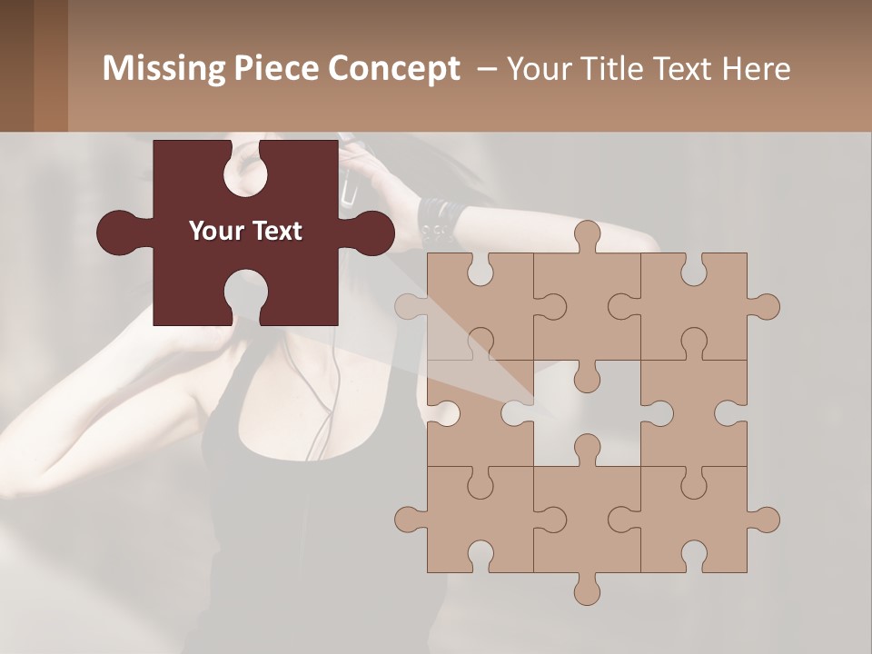 A Woman Is Listening To Music With Headphones PowerPoint Template