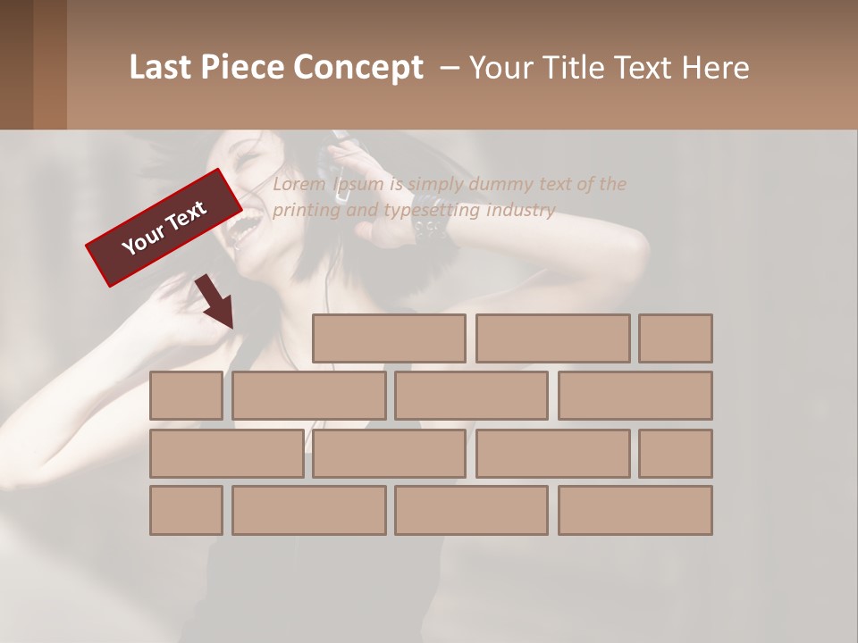 A Woman Is Listening To Music With Headphones PowerPoint Template