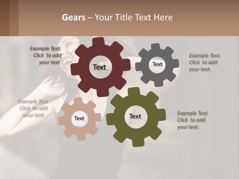 A Woman Is Listening To Music With Headphones PowerPoint Template