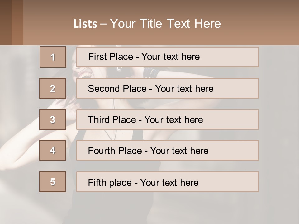 A Woman Is Listening To Music With Headphones PowerPoint Template