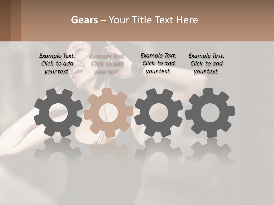 A Woman Is Listening To Music With Headphones PowerPoint Template