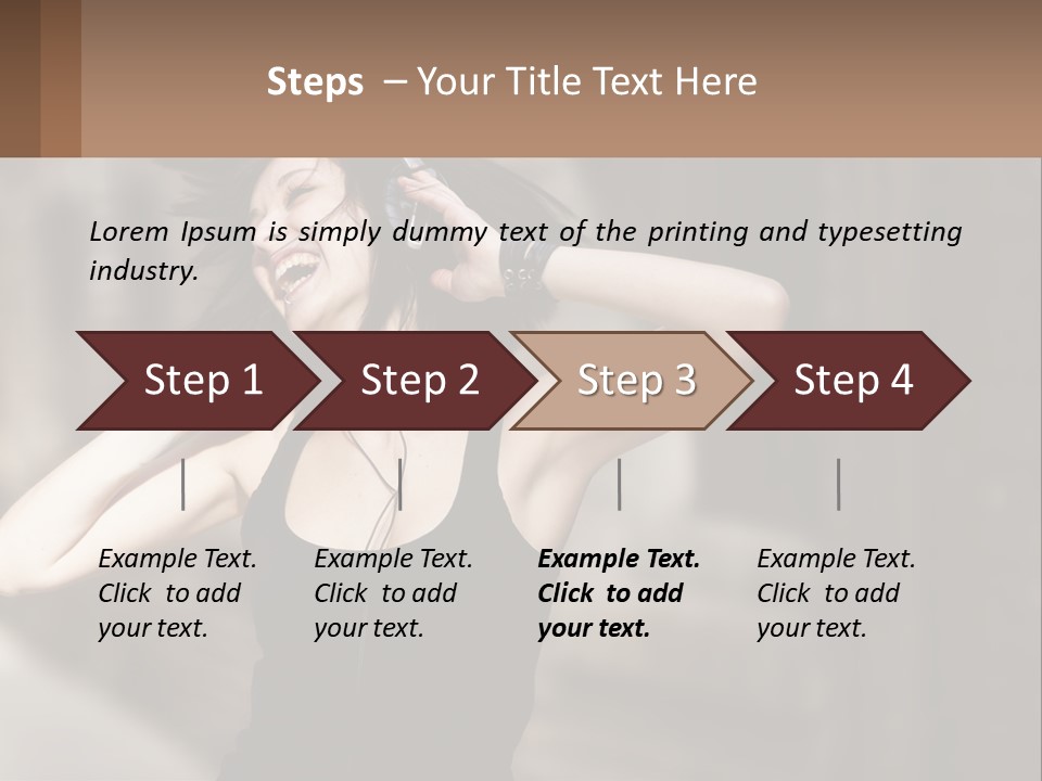 A Woman Is Listening To Music With Headphones PowerPoint Template