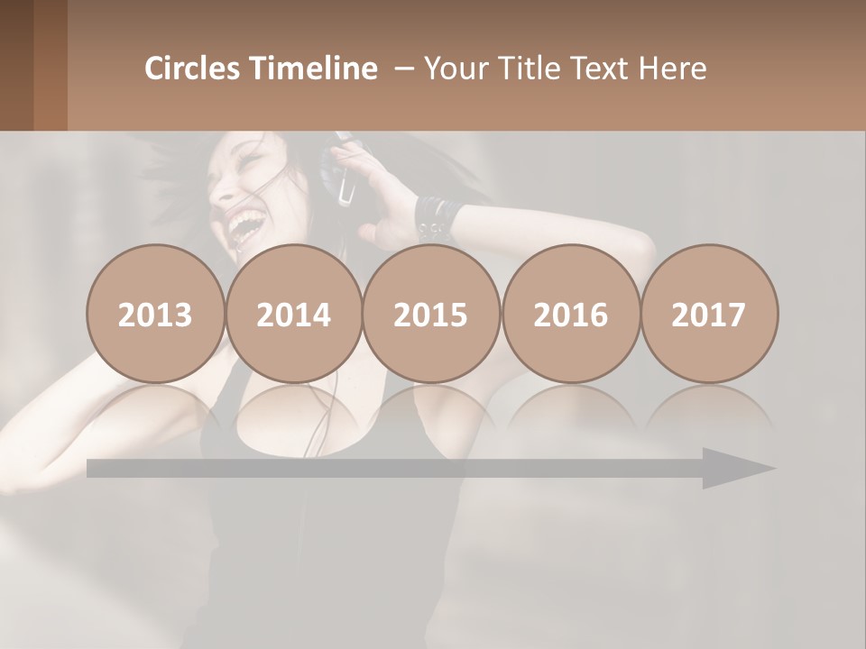 A Woman Is Listening To Music With Headphones PowerPoint Template