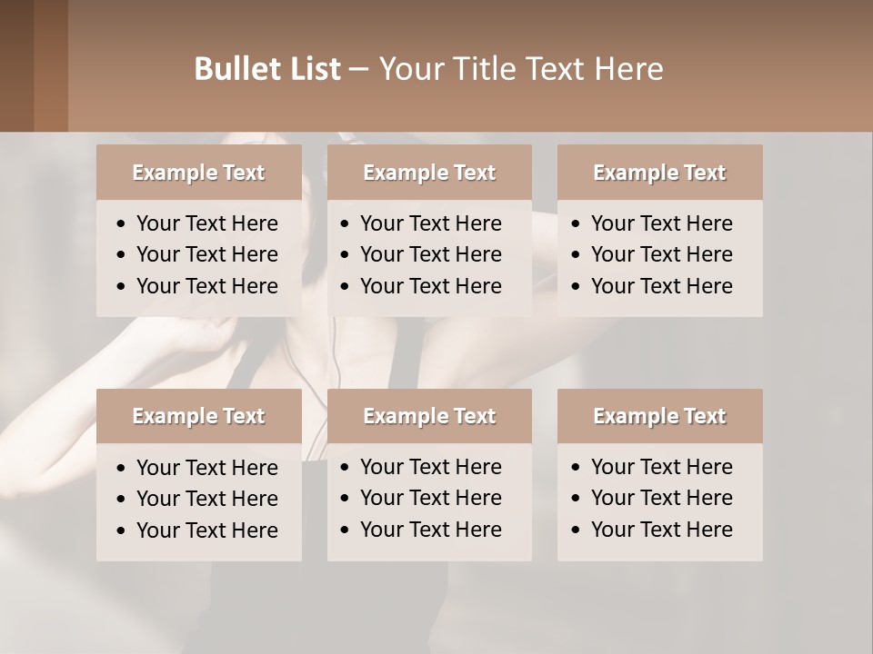 A Woman Is Listening To Music With Headphones PowerPoint Template