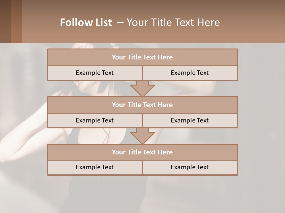 A Woman Is Listening To Music With Headphones PowerPoint Template