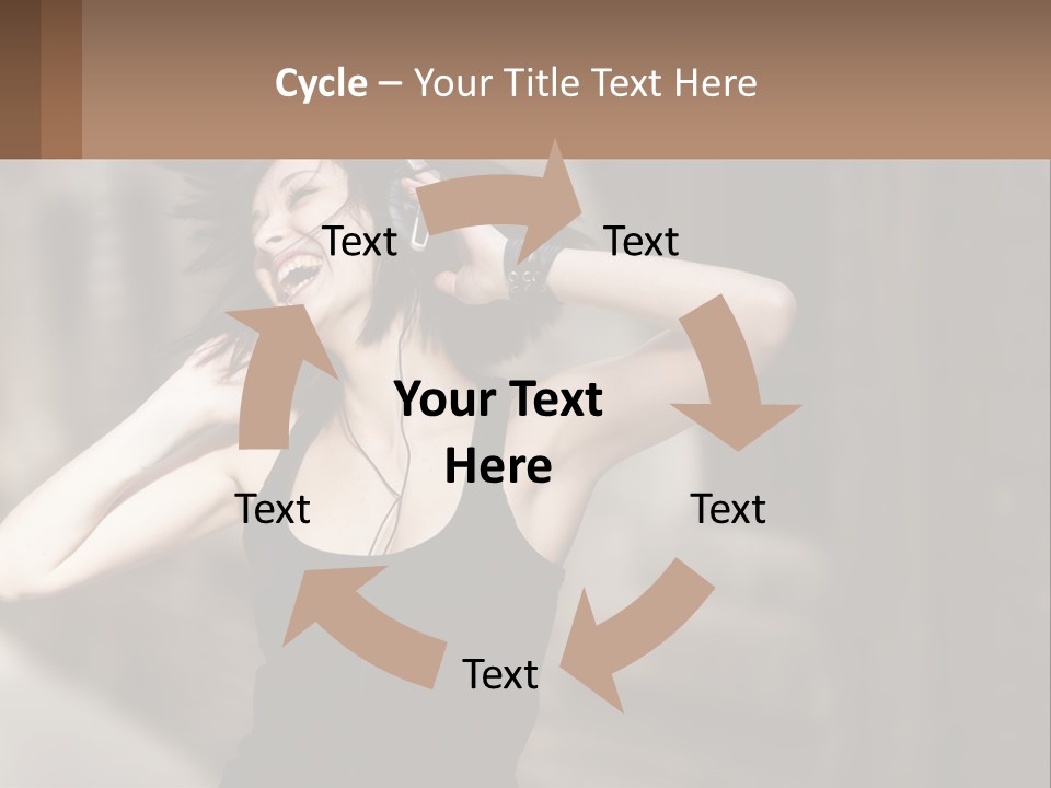 A Woman Is Listening To Music With Headphones PowerPoint Template