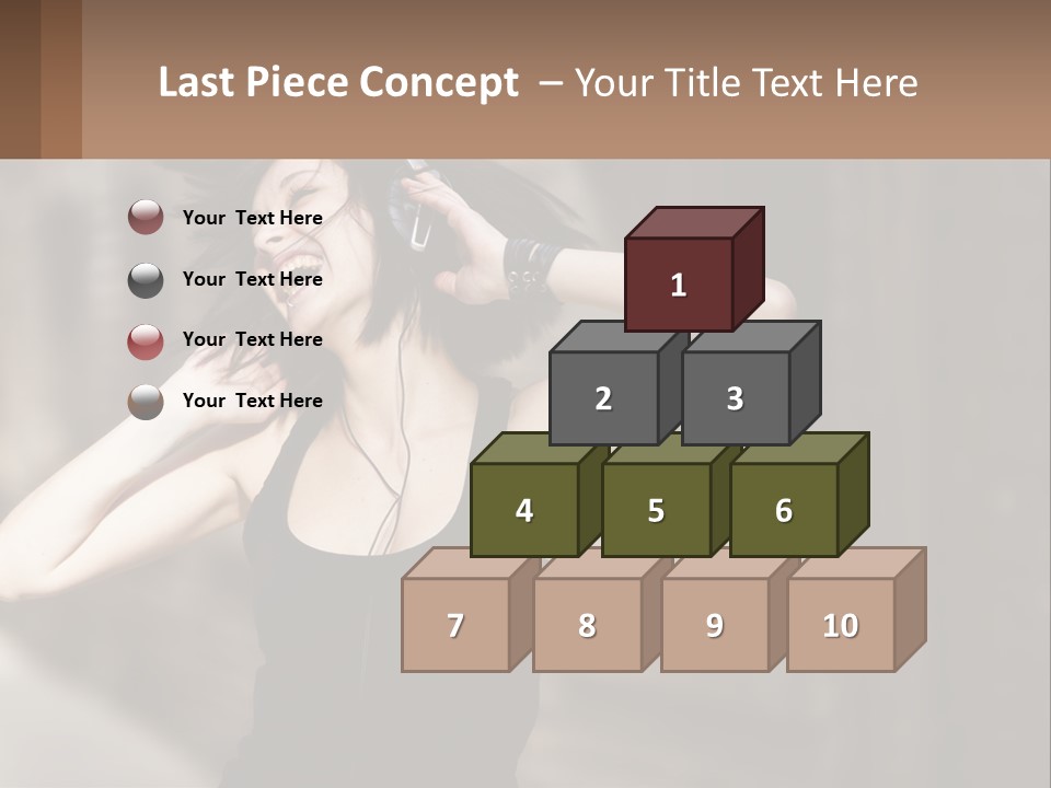 A Woman Is Listening To Music With Headphones PowerPoint Template