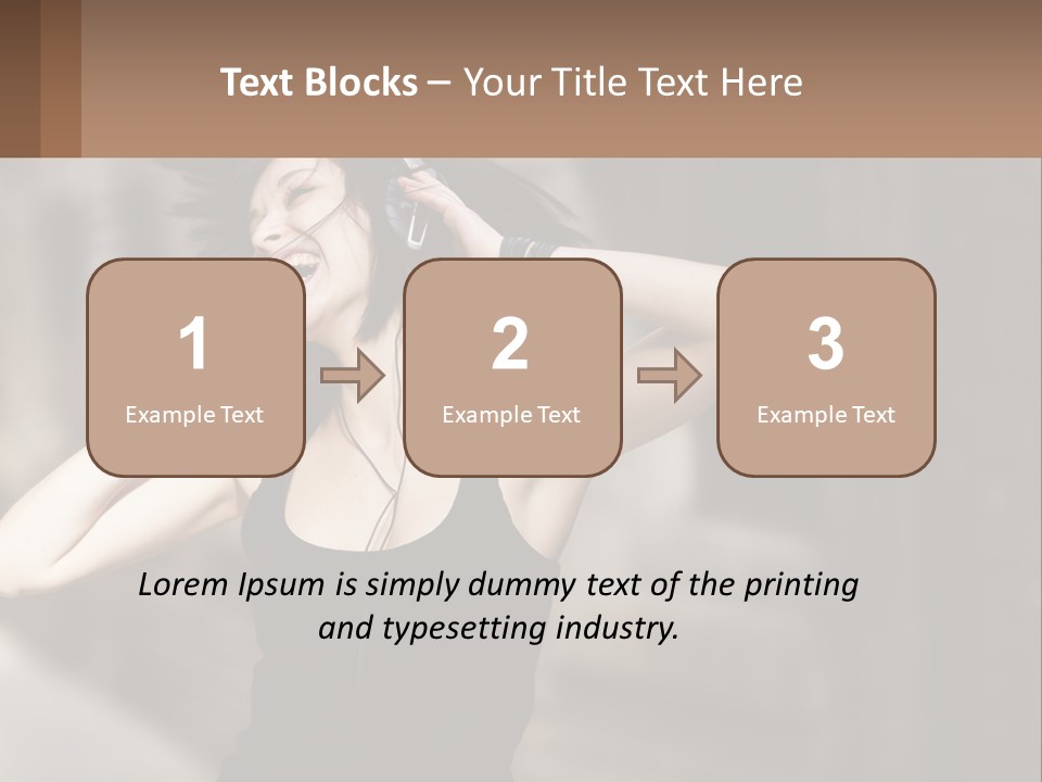 A Woman Is Listening To Music With Headphones PowerPoint Template