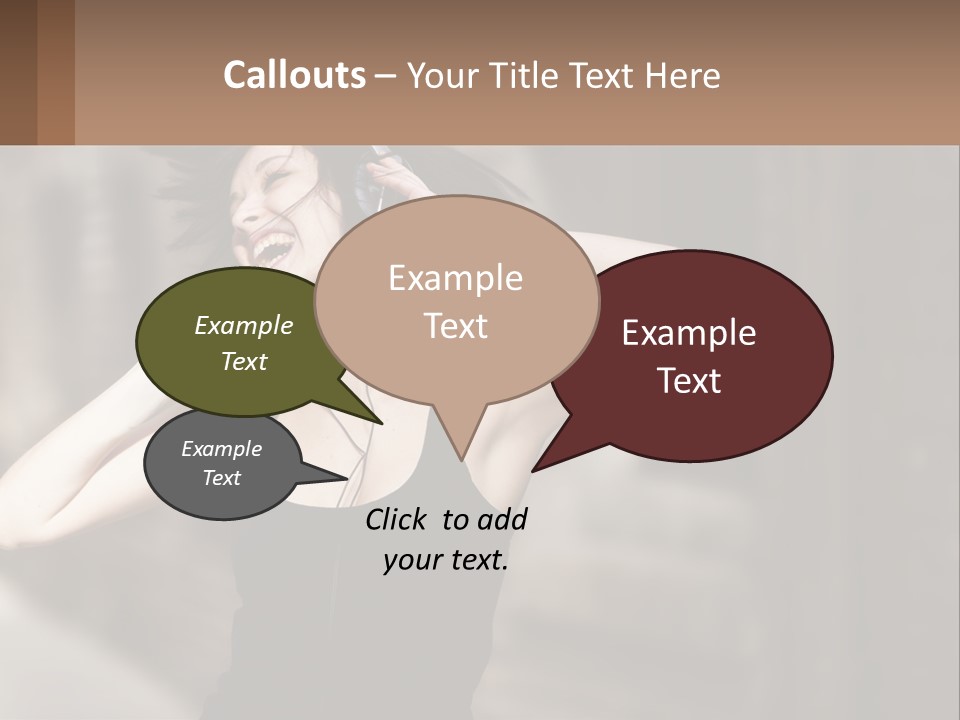 A Woman Is Listening To Music With Headphones PowerPoint Template