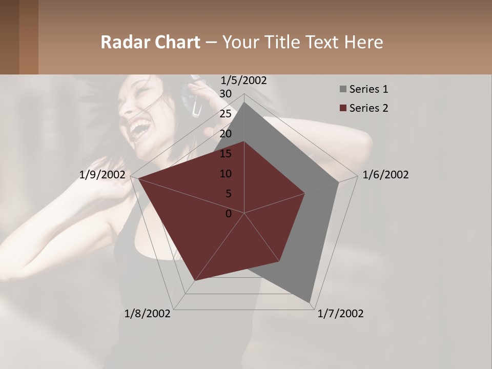 A Woman Is Listening To Music With Headphones PowerPoint Template