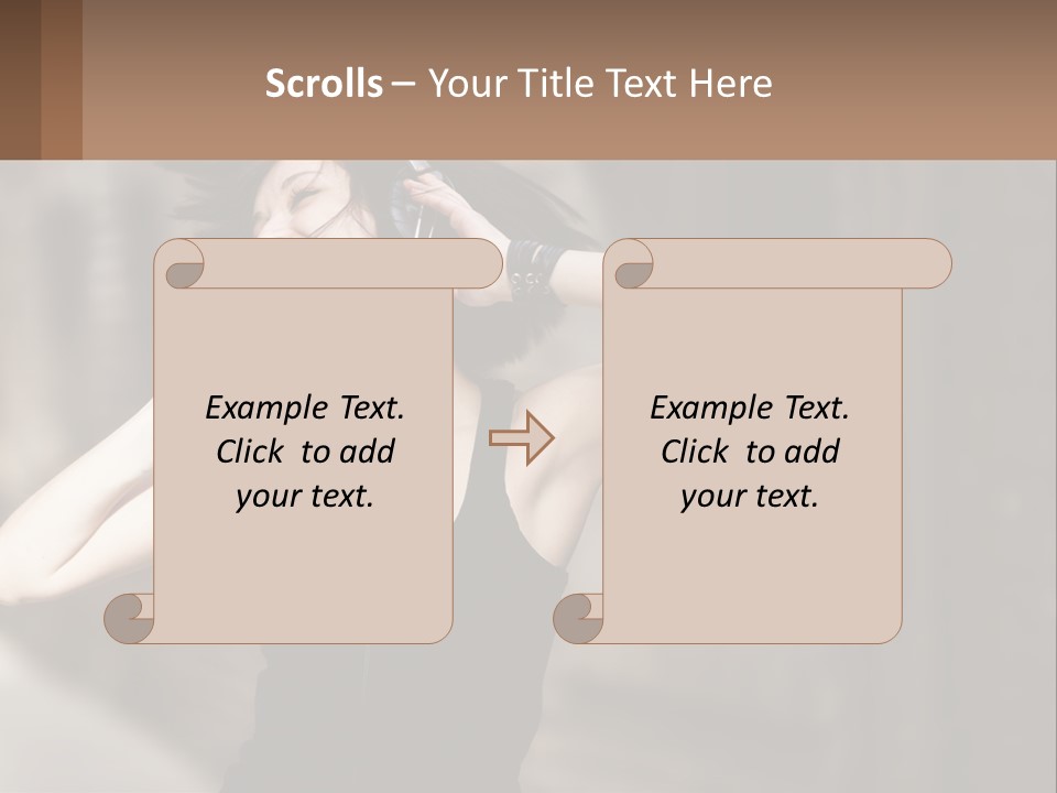 A Woman Is Listening To Music With Headphones PowerPoint Template