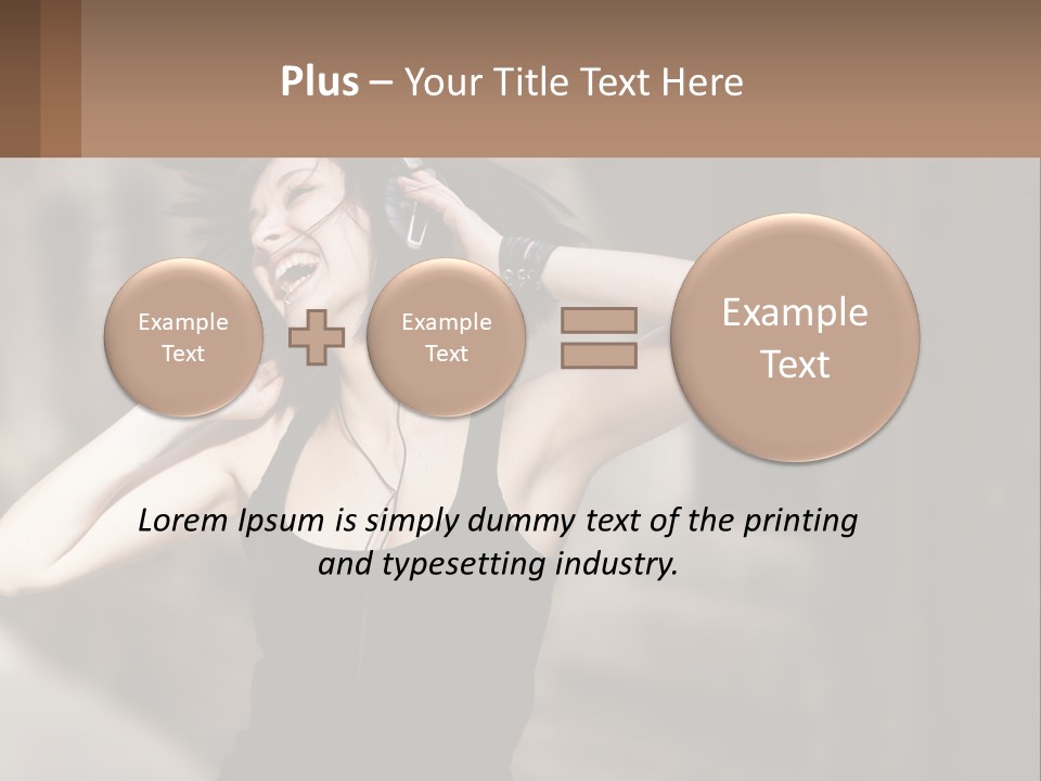 A Woman Is Listening To Music With Headphones PowerPoint Template