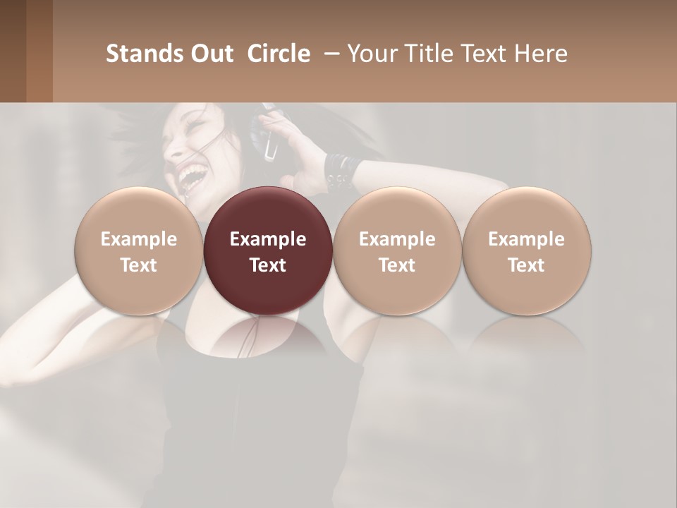 A Woman Is Listening To Music With Headphones PowerPoint Template