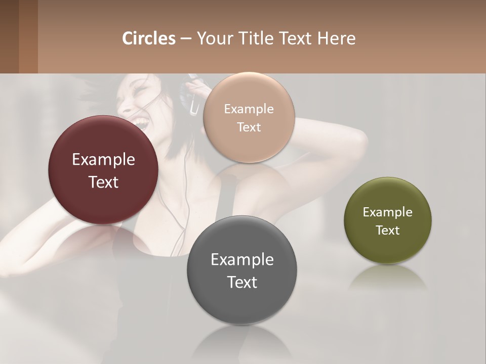 A Woman Is Listening To Music With Headphones PowerPoint Template