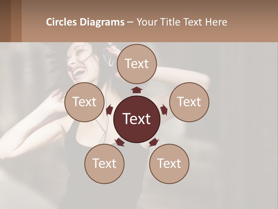 A Woman Is Listening To Music With Headphones PowerPoint Template