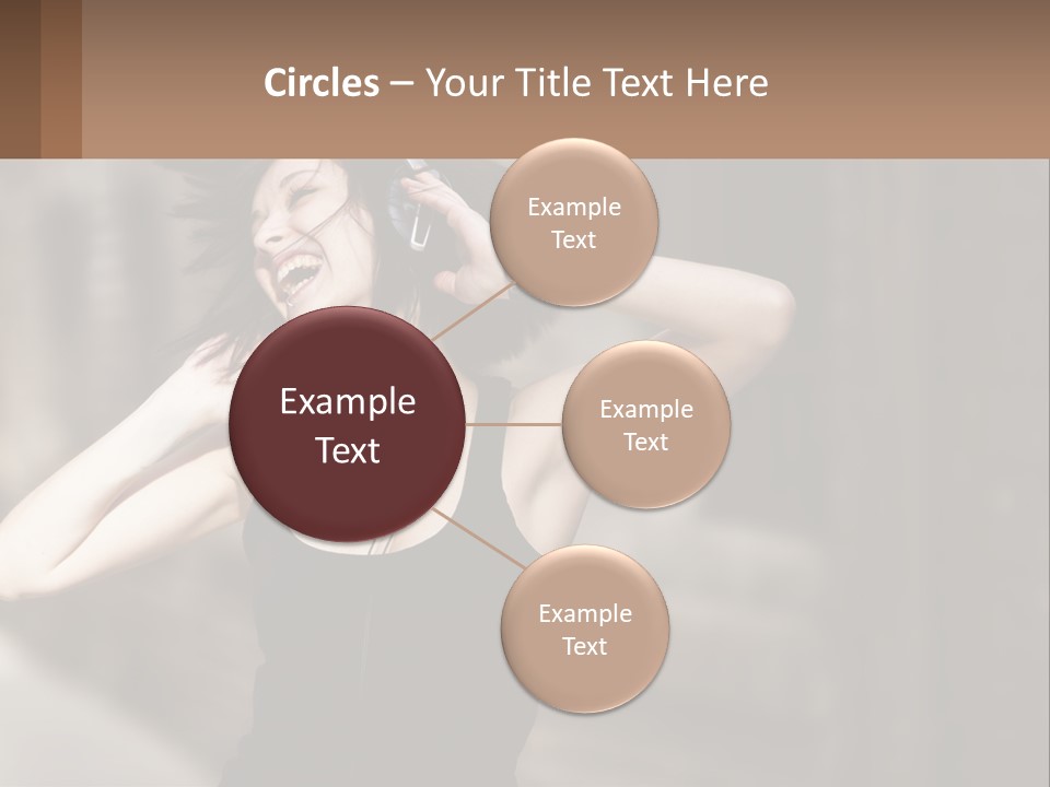 A Woman Is Listening To Music With Headphones PowerPoint Template