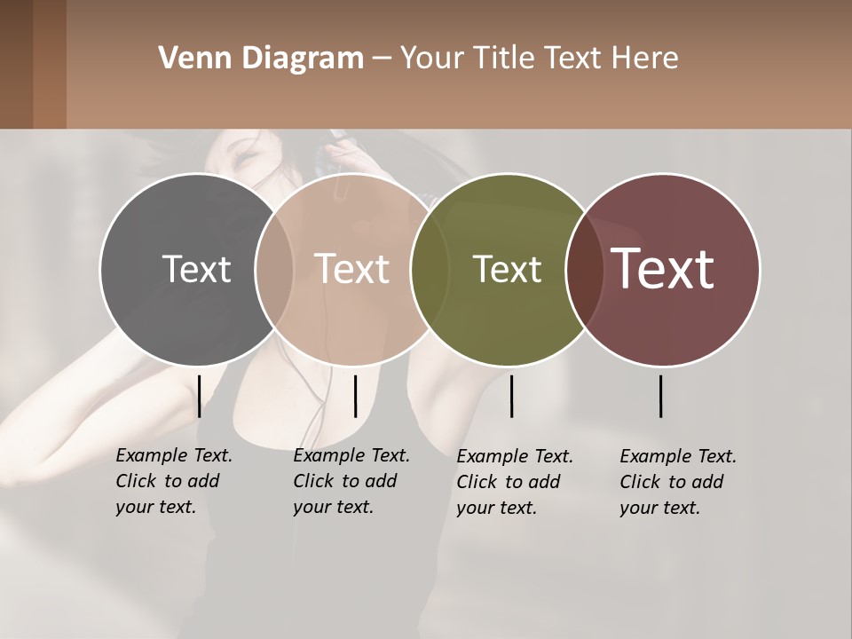 A Woman Is Listening To Music With Headphones PowerPoint Template