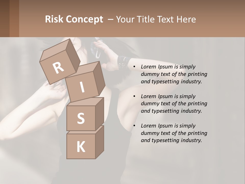 A Woman Is Listening To Music With Headphones PowerPoint Template