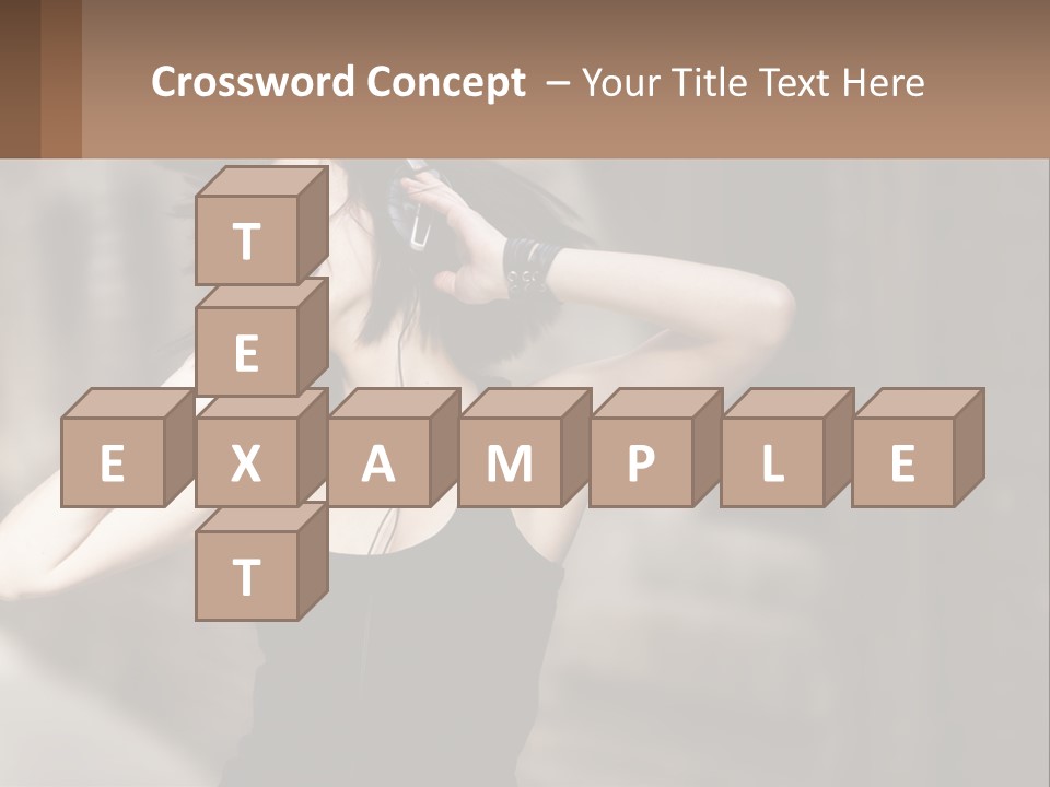 A Woman Is Listening To Music With Headphones PowerPoint Template