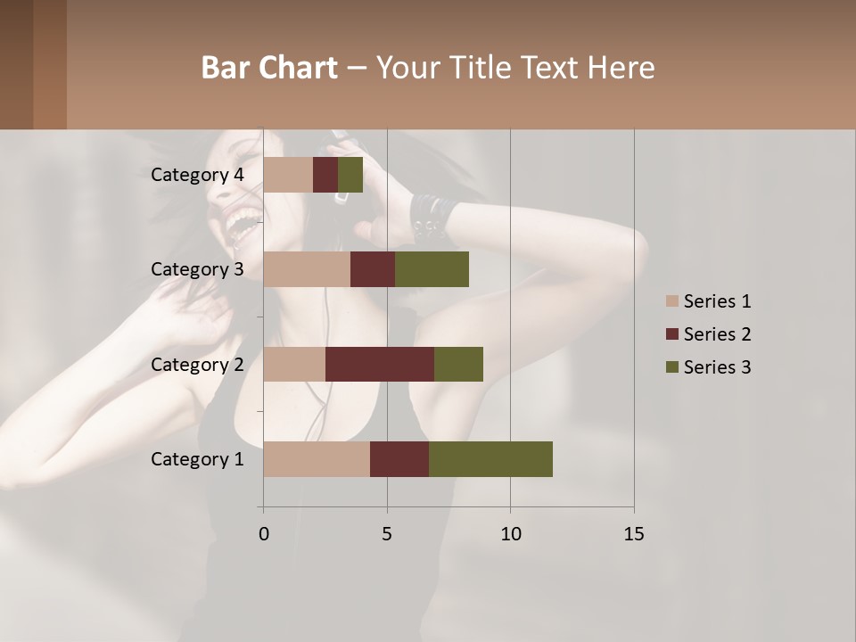 A Woman Is Listening To Music With Headphones PowerPoint Template