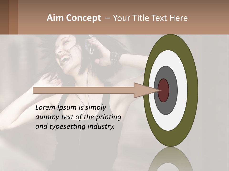 A Woman Is Listening To Music With Headphones PowerPoint Template