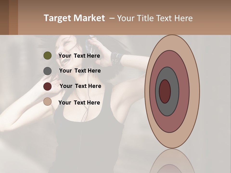 A Woman Is Listening To Music With Headphones PowerPoint Template