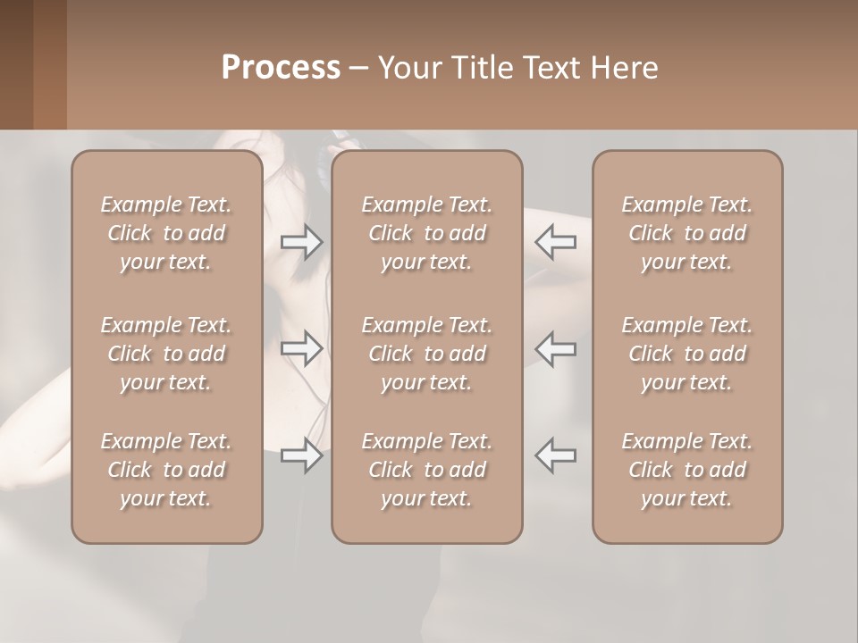A Woman Is Listening To Music With Headphones PowerPoint Template