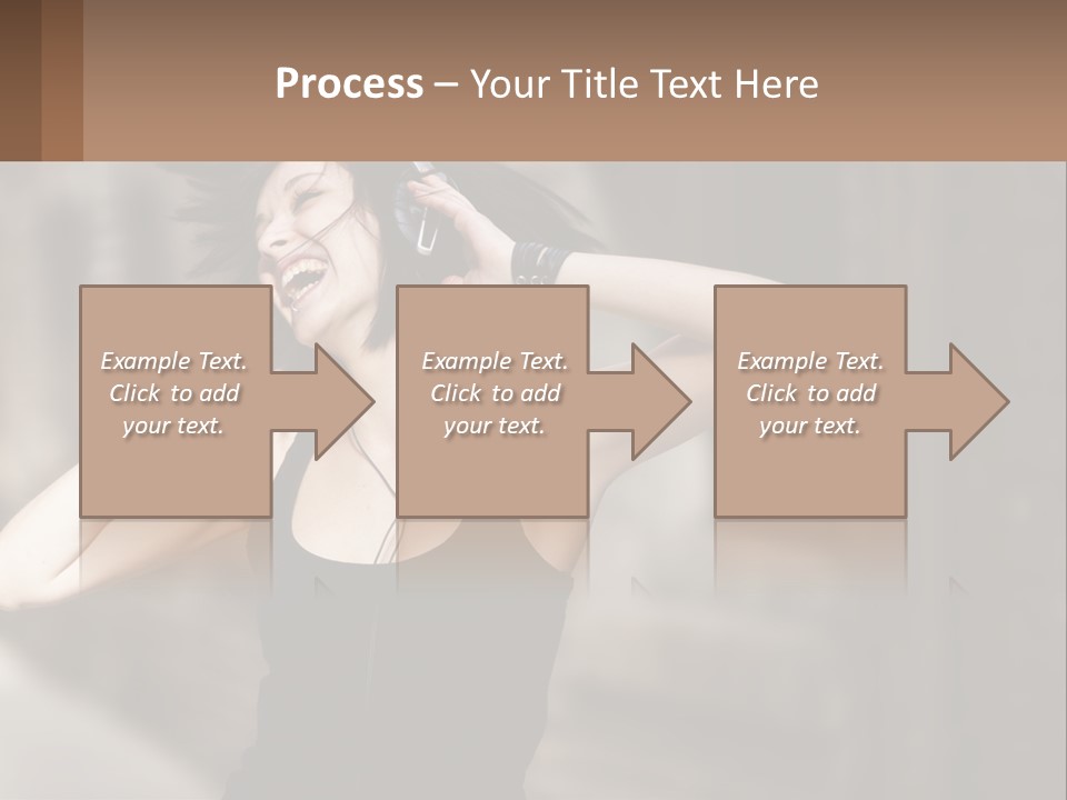 A Woman Is Listening To Music With Headphones PowerPoint Template