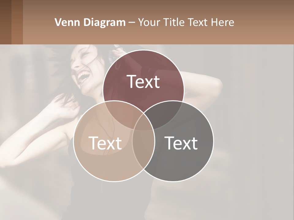 A Woman Is Listening To Music With Headphones PowerPoint Template