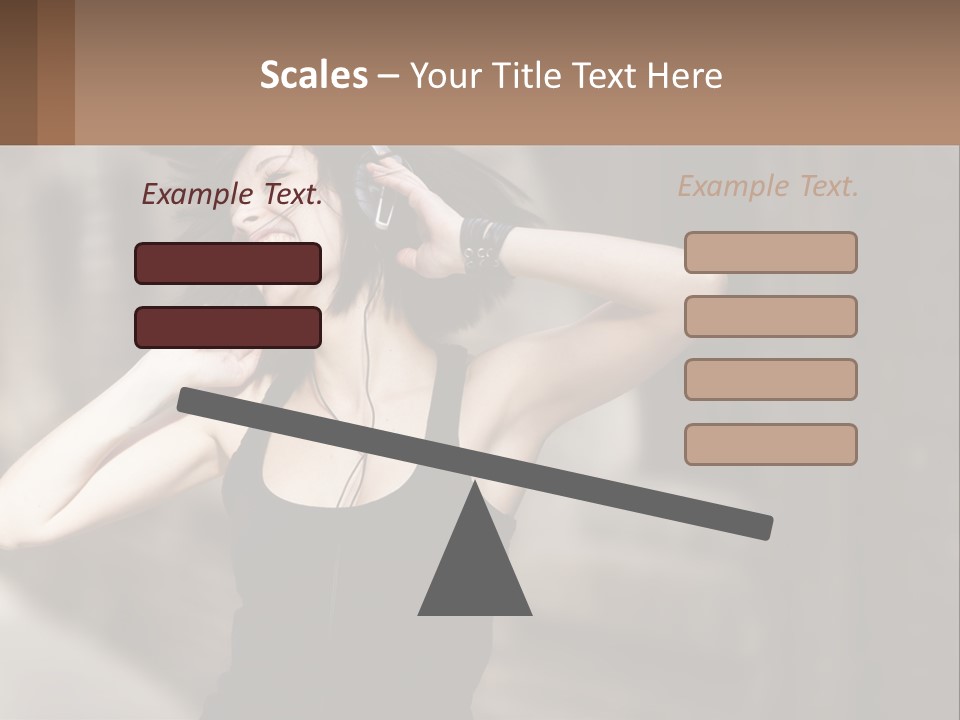 A Woman Is Listening To Music With Headphones PowerPoint Template