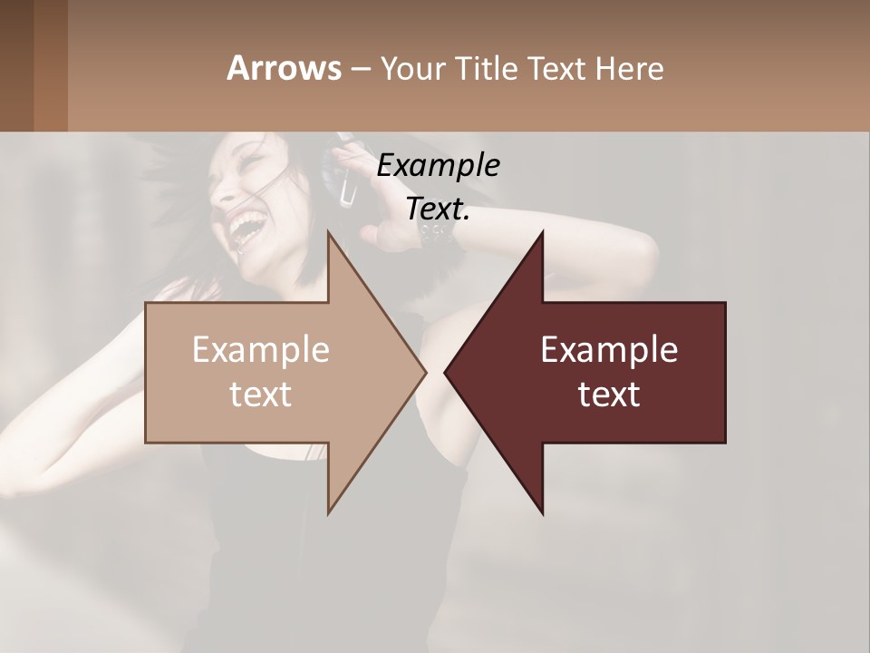 A Woman Is Listening To Music With Headphones PowerPoint Template