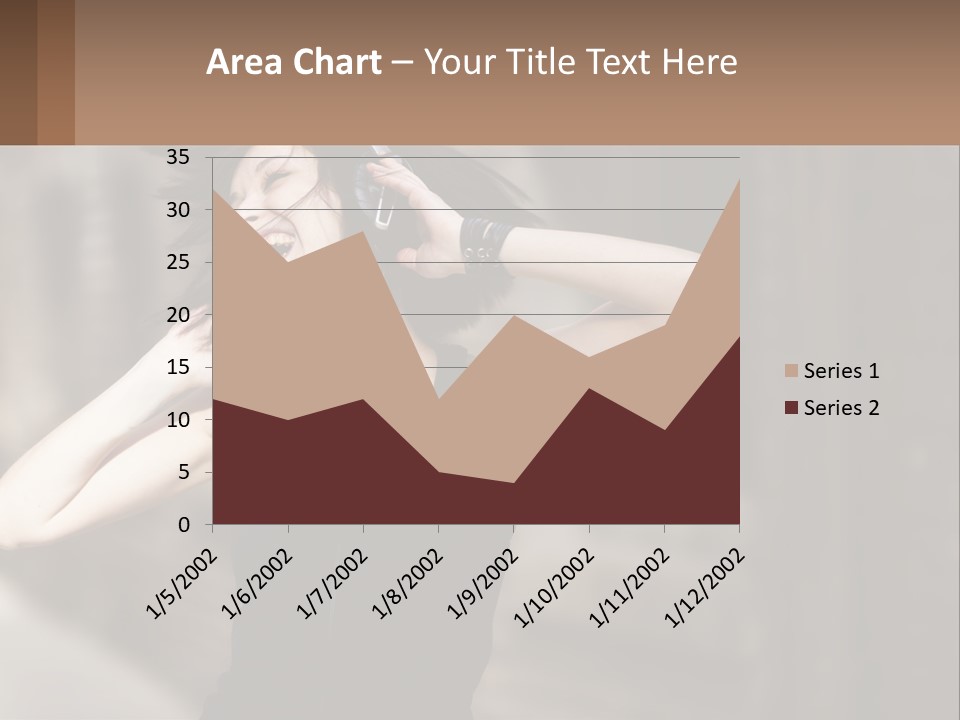 A Woman Is Listening To Music With Headphones PowerPoint Template